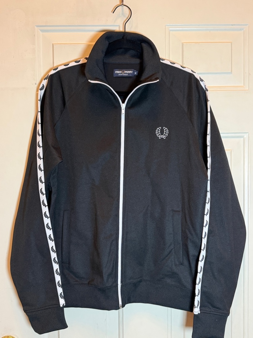 Fred Perry Black Track Jacket with White Trim